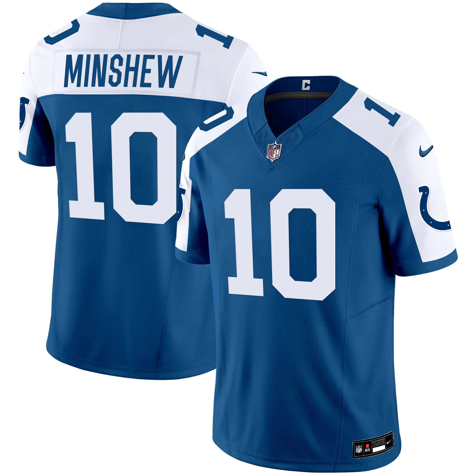 Men Indianapolis Colts #10 Minshew Blue 2024 Nike Vapor Limited NFL Jersey